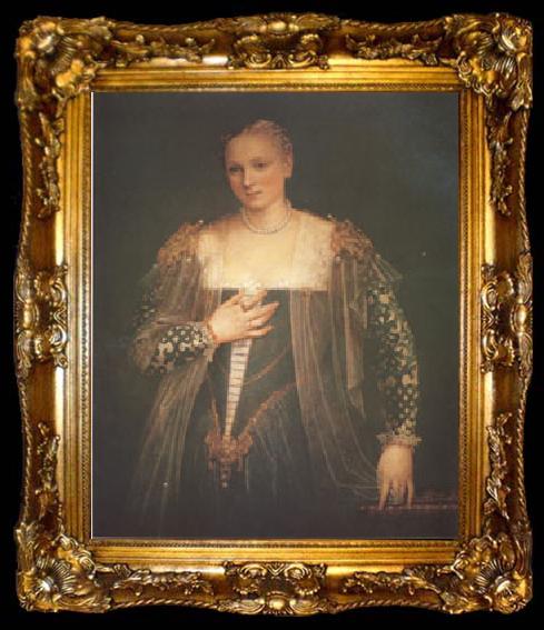 framed  VERONESE (Paolo Caliari) La Belle Nani(Portrait of a Woman) (mk05), ta009-2